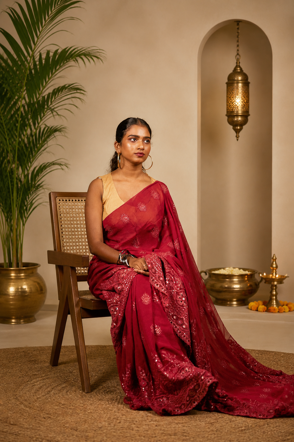 Scarlet Elegance Hacoba saree