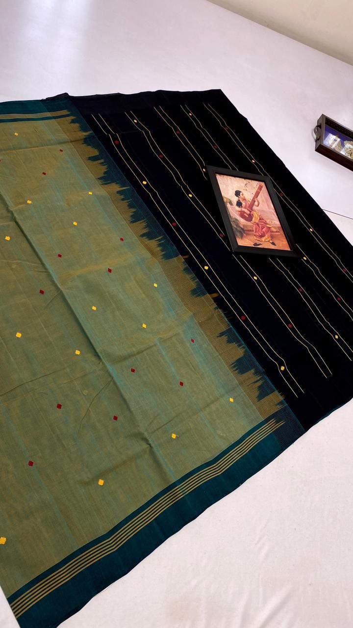 Midnight Olive Elegance Saree