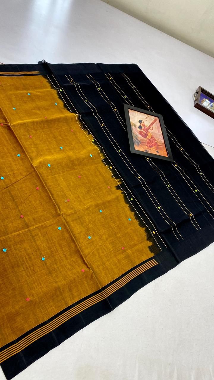 Midnight Mustard Elegance Saree