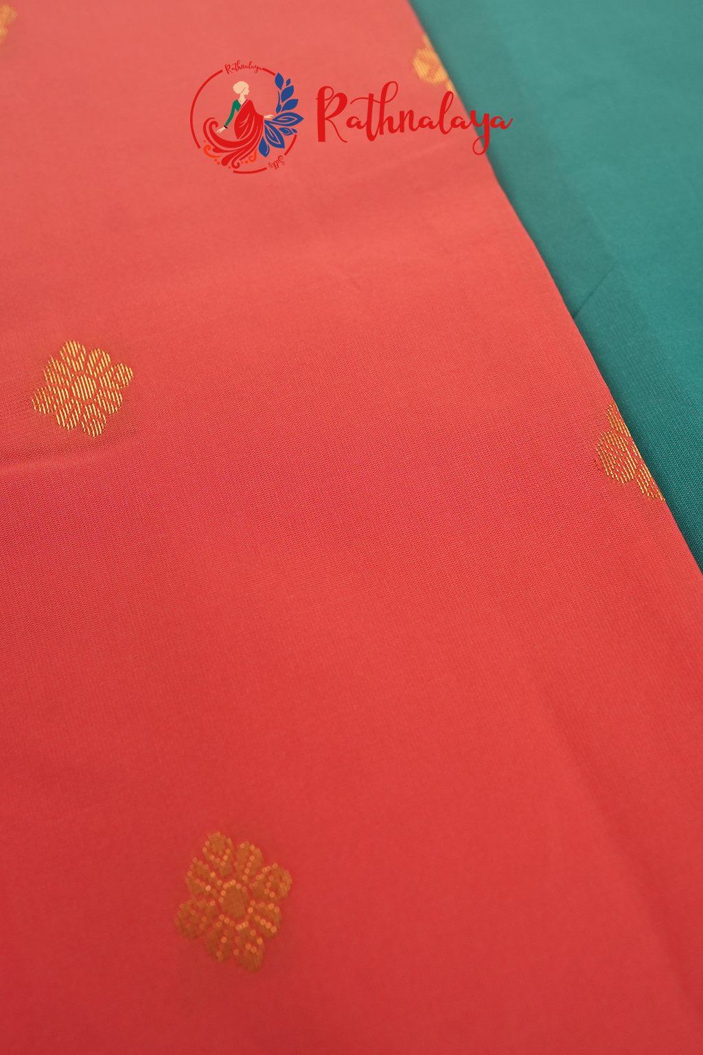 Coral Bloom Elegance Saree