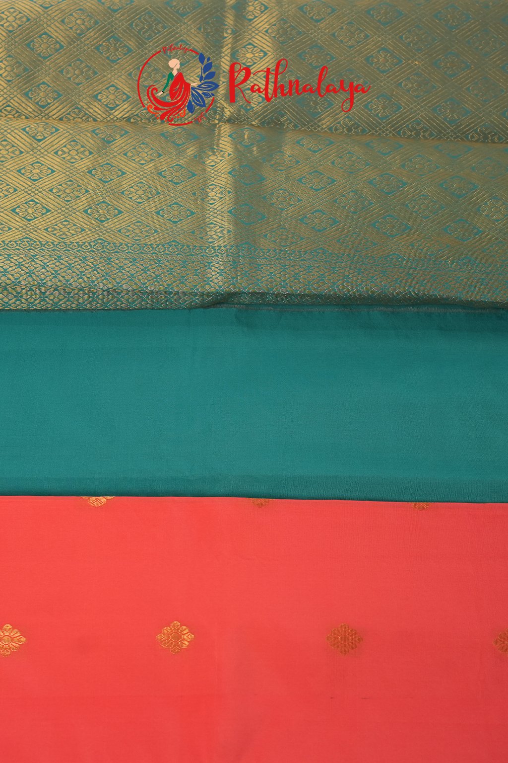 Coral Bloom Elegance Saree
